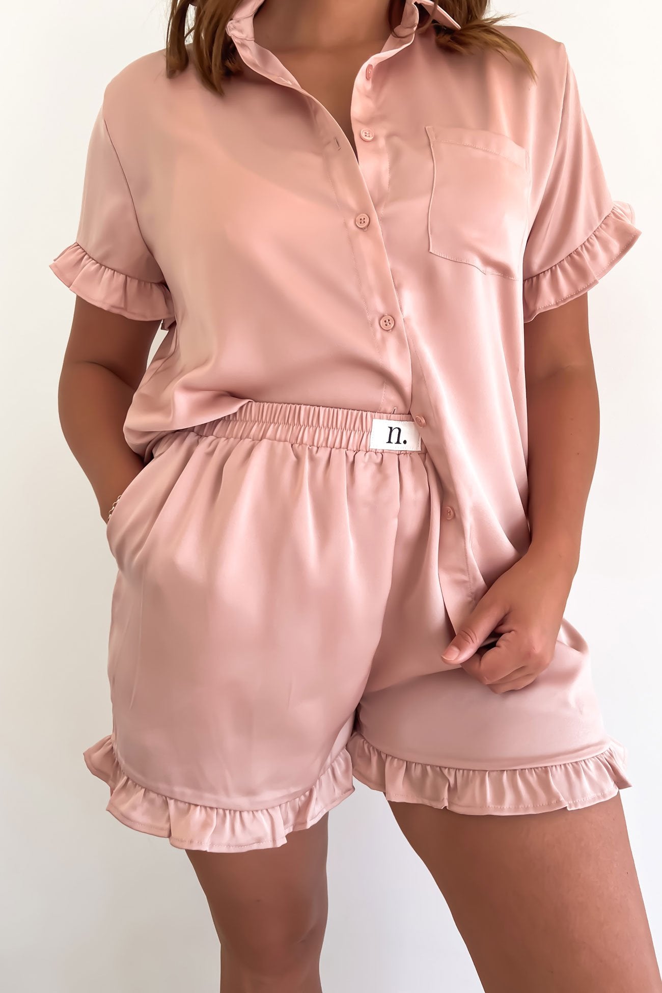 Lux Satin PJ Set Light Pink - Nightly Co.