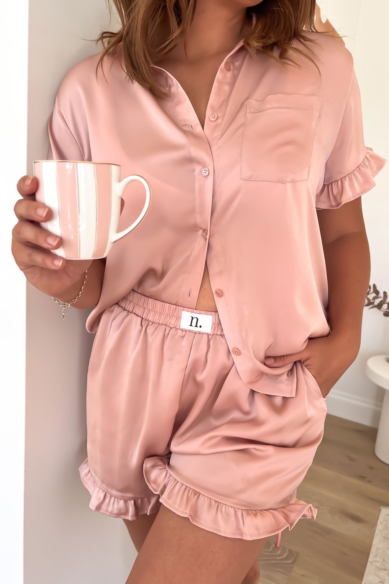 Lux Satin PJ Set Light Pink - Nightly Co.